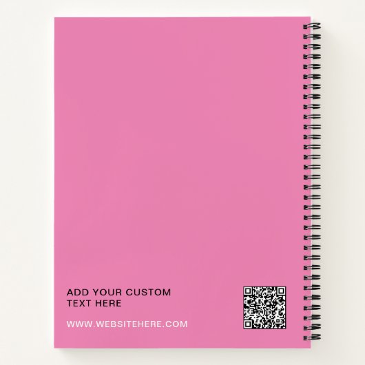 Eenvoudige Roze Logo Tekst QR-code Notitieboek (Achterkant)
