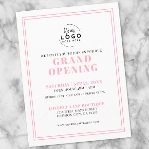 Eenvoudige Roze Logo Zakelijke Grand Opening Uitno Briefkaart
