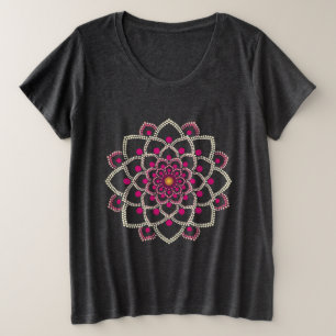 Eenvoudige roze Mandala Grote Maat T-shirt