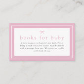 Eenvoudige Roze Meisjes Baby shower Boeken voor Ba Informatiekaartje (Voorkant)