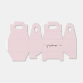 Eenvoudige Roze Meisjesnaam Monogram Script Letter Bedankdoosjes (Uitgevouwen)