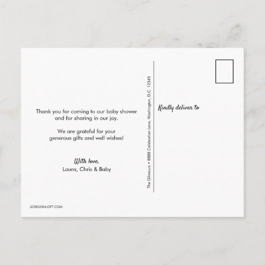 Eenvoudige roze meisjesvoeten van het Manuscript D Aankondigingskaart (Achterkant)