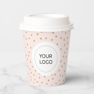 Eenvoudige Roze Minimaal Zakelijk Logo Aangepaste Papieren Bekers