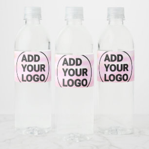 Eenvoudige roze minimale waterverf logo toevoegen  waterfles etiket
