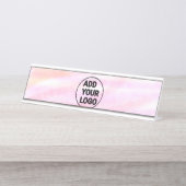 Eenvoudige roze minimale waterverf voegt logo toe bureau naambordje (Voorkant)