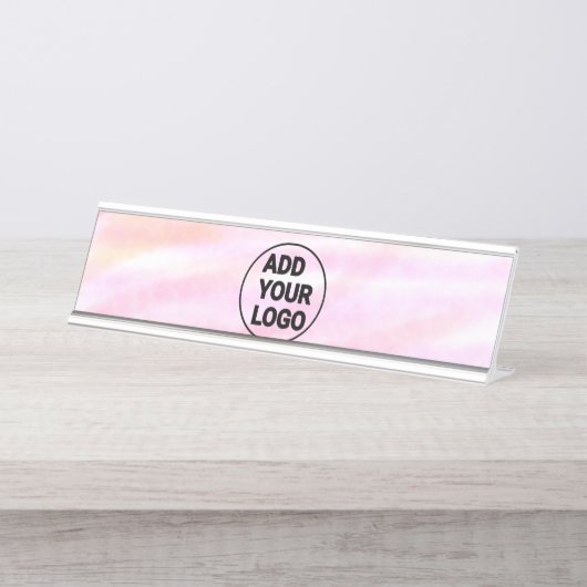 Eenvoudige roze minimale waterverf voegt logo toe bureau naambordje (Voorkant)