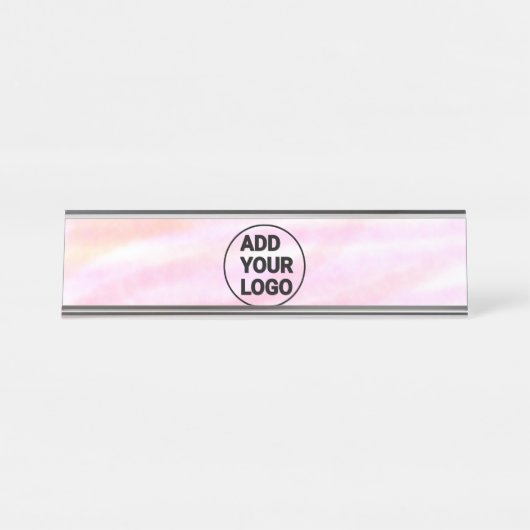 Eenvoudige roze minimale waterverf voegt logo toe bureau naambordje (Voorkant)