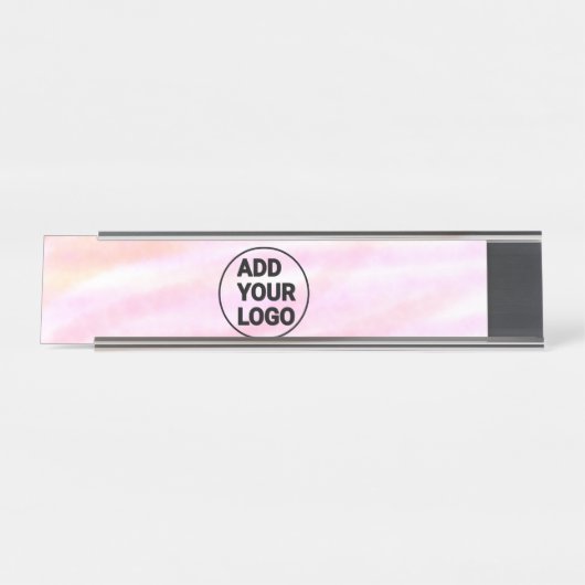 Eenvoudige roze minimale waterverf voegt logo toe bureau naambordje (Voorkant)