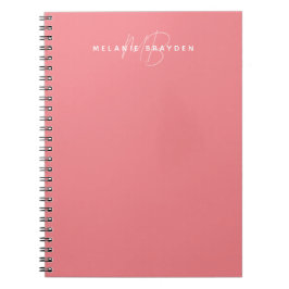 Eenvoudige roze minimalistisch 2 monogram naam notitieboek