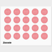 Eenvoudige roze minimalistisch 2 monogram naam ronde sticker (Vel)