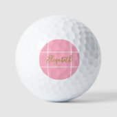 Eenvoudige roze minimalistische aangepaste naam da golfballen (Voorkant)