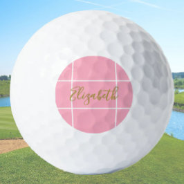 Eenvoudige roze minimalistische aangepaste naam da golfballen