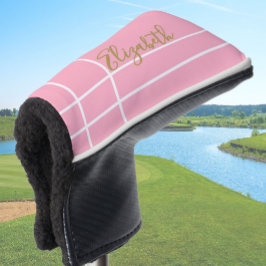 Eenvoudige roze minimalistische aangepaste naam da golfheadcover