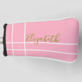 Eenvoudige roze minimalistische aangepaste naam da golfheadcover (Voorkant)