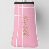 Eenvoudige roze minimalistische aangepaste naam da golfheadcover (Draai 90)