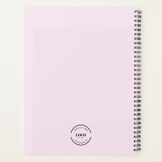 Eenvoudige Roze Minimalistische Custom Logo Brande Planner (Achterkant)