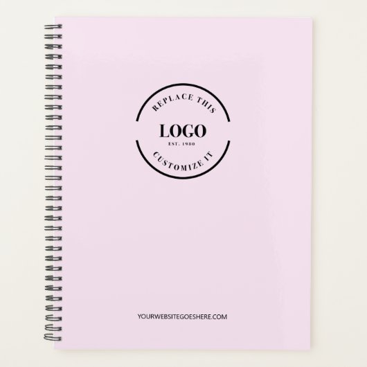 Eenvoudige Roze Minimalistische Custom Logo Brande Planner (Voorkant)