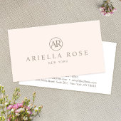 Eenvoudige roze minimalistische monogram visitekaartje