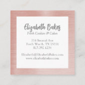 Eenvoudige roze mixer bloemencake bakkerij Visitek Vierkante Visitekaartje (Achterkant)