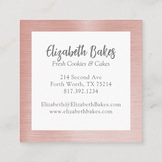 Eenvoudige roze mixer bloemencake bakkerij Visitek Vierkante Visitekaartje (Achterkant)