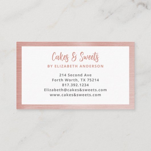Eenvoudige roze mixer bloemencake bakkerij Visitek Visitekaartje (Achterkant)