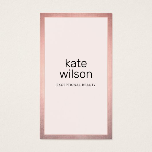 Eenvoudige roze, moderne gouden Roos rand Visitekaartje (Voorkant)