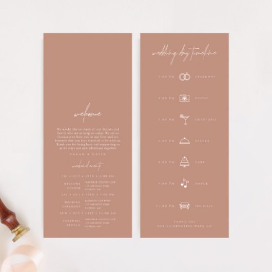 Eenvoudige Roze Moderne Trouwdag Tijdschema