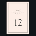 Eenvoudige Roze Monogram Elegante Trouwdag Kaart<br><div class="desc">Eenvoudig tafelnummer voor een bruiloft met een elegant en tijdloos ontwerp met uw tweeletterige monogram, namen, datum en tafelnummer omgeven door een dunne rand. Alle ontwerpelementen zijn grijs op een roze achtergrond en kunnen in de ontwerpbewerkingstool naar elke gewenste kleur worden gewijzigd. Een schoon en klassiek ontwerp, perfect voor een...</div>