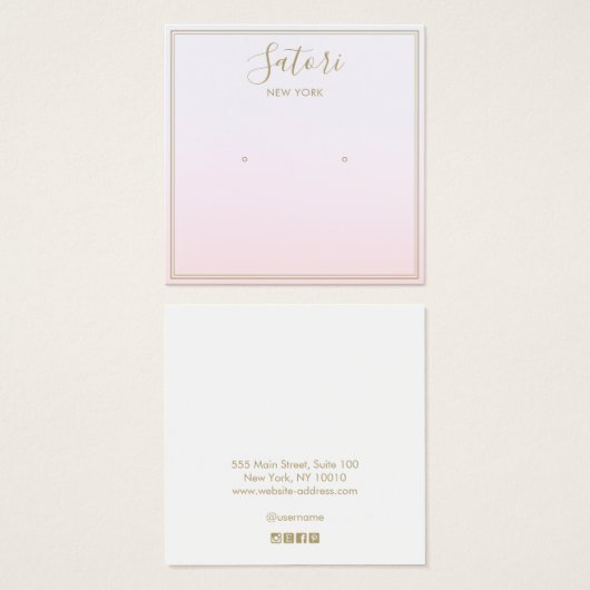 Eenvoudige roze ombre Script Stud die Vertoning ve Vierkante Visitekaartjes (Voorkant /achterkant)