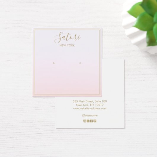 Eenvoudige roze ombre Script Stud die Vertoning ve Vierkante Visitekaartjes (Bureau)