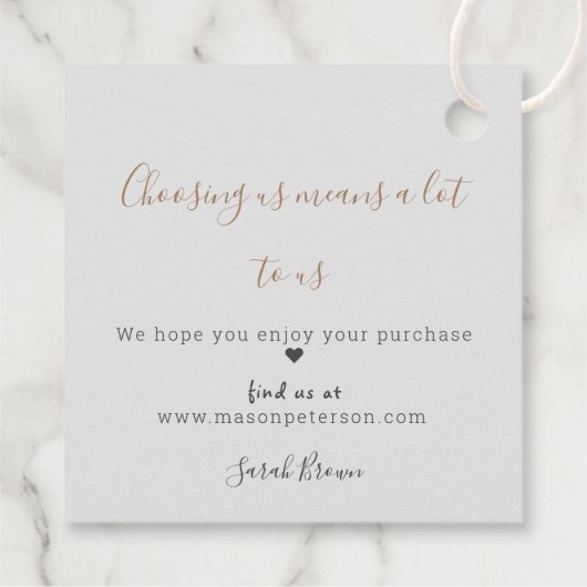 Eenvoudige roze perzik gradiënt marmer grijs dank  bedankjes labels (Achterkant)