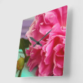 Eenvoudige Roze Pioen Bloem Vierkante Klok (Hoek)