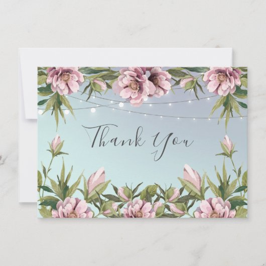 Eenvoudige roze pony's, snaarlichten bruiloft beda kaart (Voorkant)