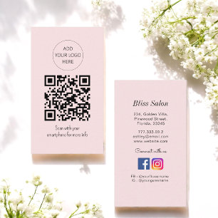 Eenvoudige roze QR-code Beauty Salon Visitekaartje