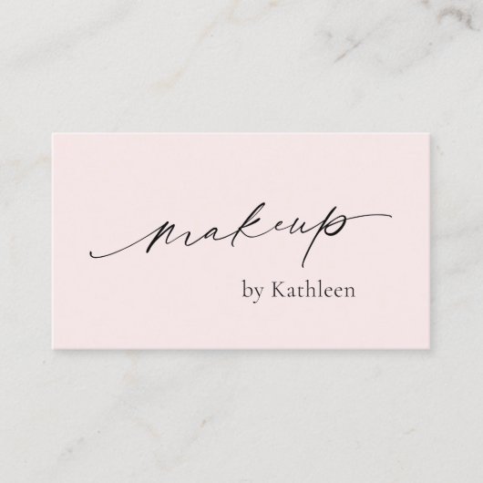 Eenvoudige Roze QR Code Elegante Make-up Artiest M Visitekaartje (Voorkant)