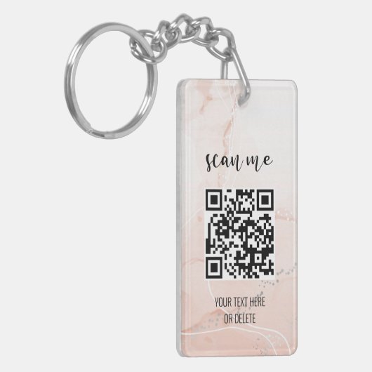 Eenvoudige roze QR Code Professional Business Logo Sleutelhanger (Voorkant Links)