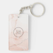 Eenvoudige roze QR Code Professional Business Logo Sleutelhanger (achterkant)