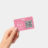 Eenvoudige Roze QR-code Werknemers-ID Badge (Handheld)