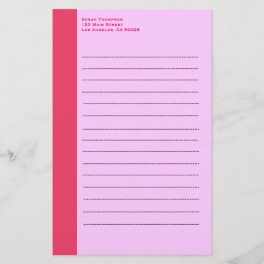 Eenvoudige roze rand briefpapier (Voorkant)