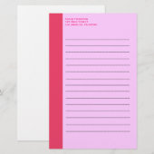 Eenvoudige roze rand briefpapier (Voorkant / Achterkant)