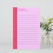 Eenvoudige roze rand briefpapier (Staand voorkant)