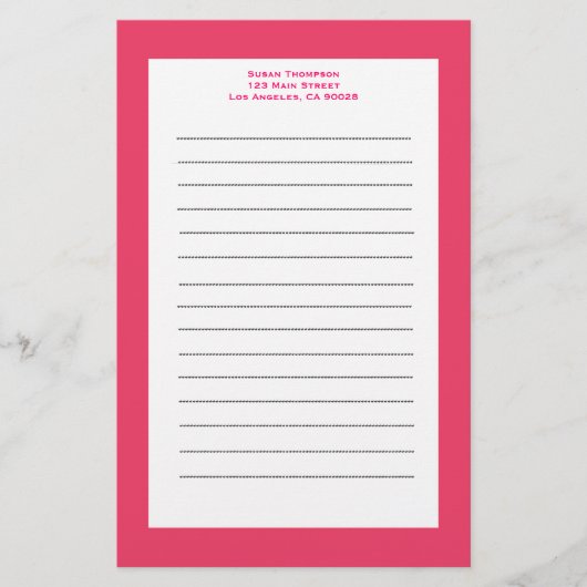 Eenvoudige roze rand briefpapier (Voorkant)