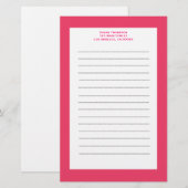 Eenvoudige roze rand briefpapier (Voorkant / Achterkant)