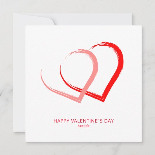 Eenvoudige Roze Rode Harten Valentijn's Day Modern Feestdagenkaart (Voorkant)