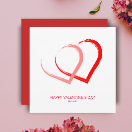Eenvoudige Roze Rode Harten Valentijnsdag Modern Feestdagenkaart
