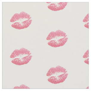 Eenvoudige roze rode lippenprint stof per yard