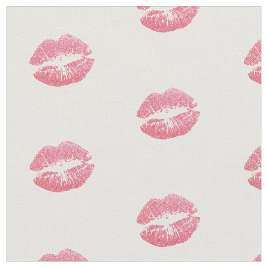 Eenvoudige roze rode lippenprint stof per yard (Close Up)