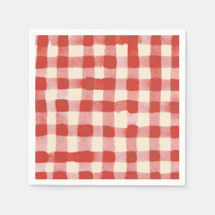 Eenvoudige Roze Rode Waterverf Plaid Baby Shower Servet