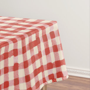 Eenvoudige Roze Rode Waterverf Plaid Baby Shower  Tafelkleed