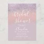 Eenvoudige roze roze bruidsdouche glitters  briefkaart (Voorkant)